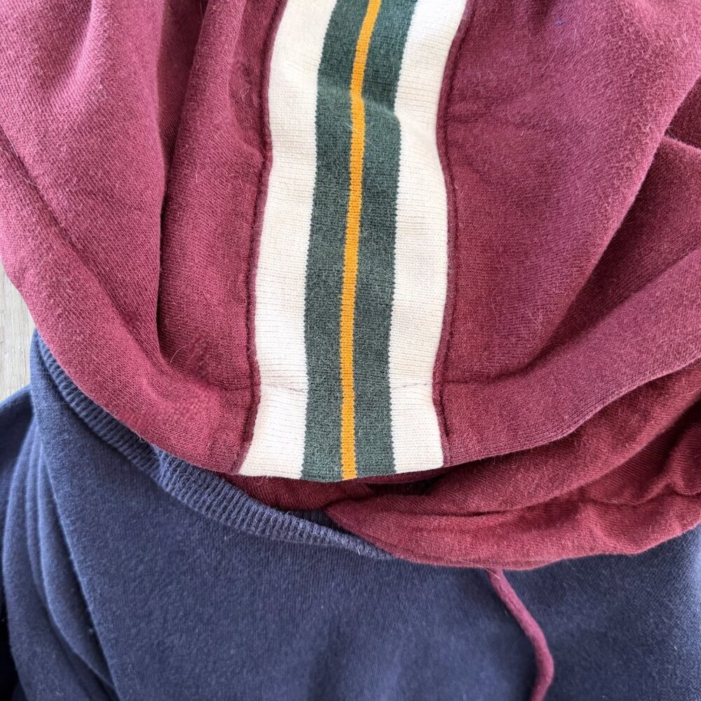 Vintage Tommy Hilfiger Crest Hoodie Rugby Striped Hood Colorblock Distressed L - Picture 4 of 12